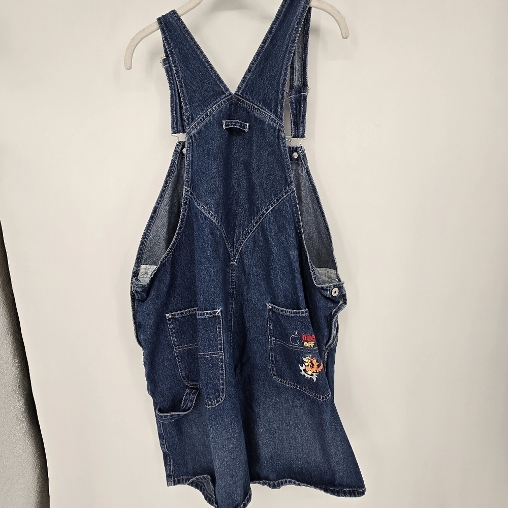 Vintage Disney Y2K Winnie the Pooh “don’t Bug Me” embroidered overall shorts 20W - Picture 2 of 9